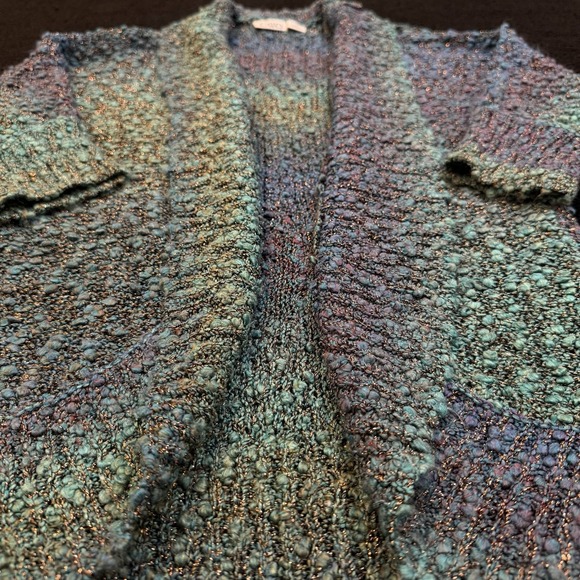 Womens Colorful Short Sleeve Bouclé Cardigan Sweater S Mermaid Festival Y2K - Picture 5 of 11